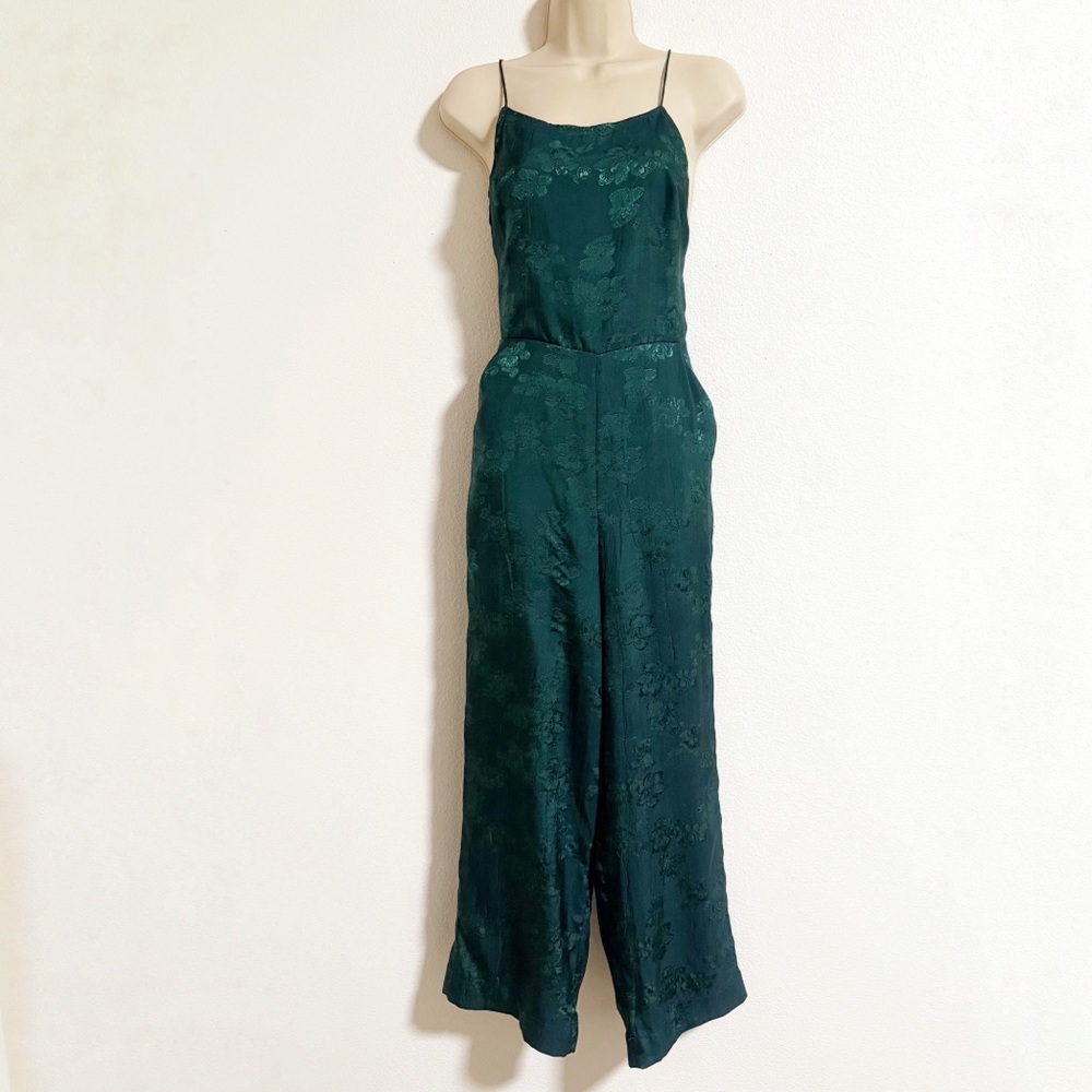 Urban Outfitters Jacquard Floral Satin Strappy Jumpsuit - Picture 2 of 9